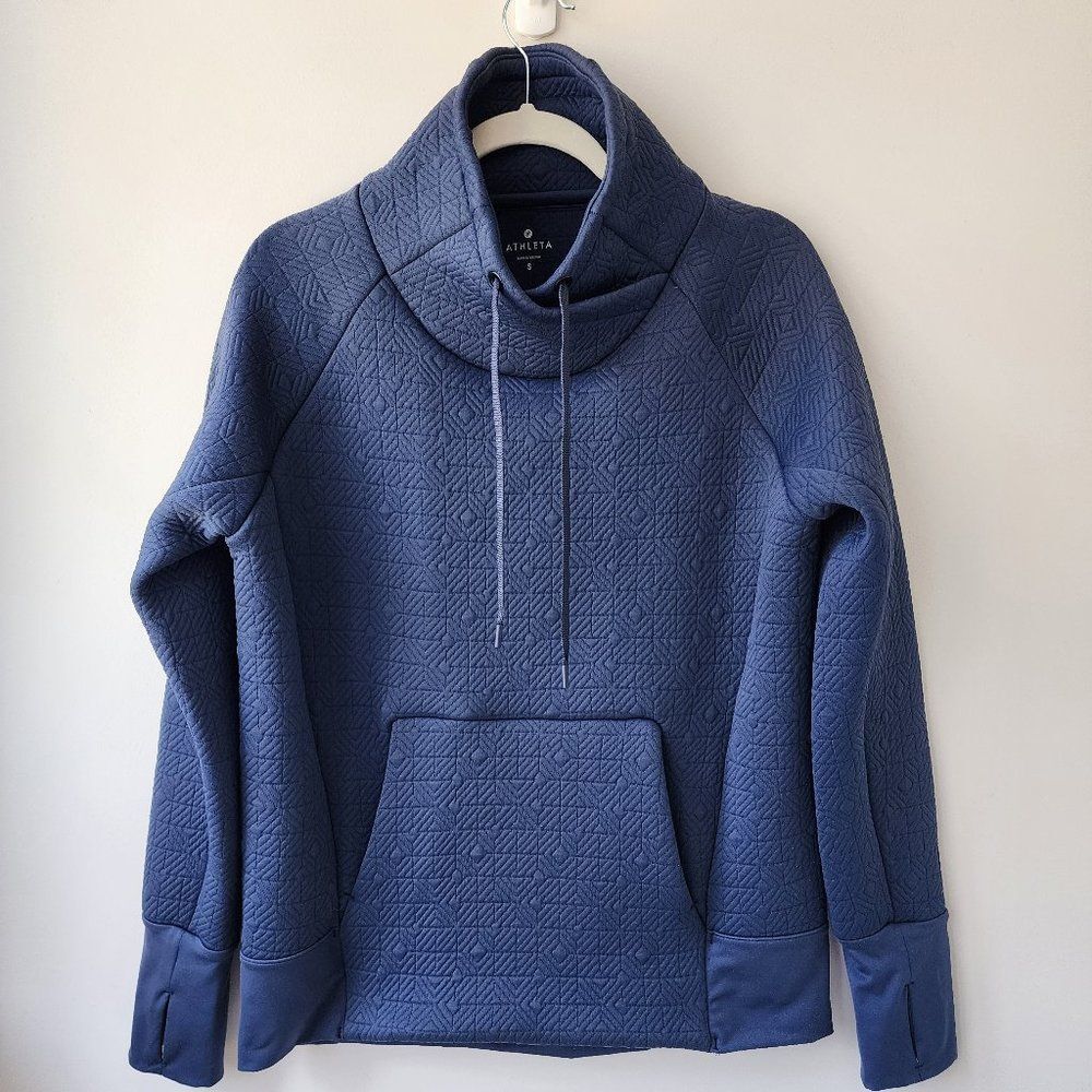 ATHLETA Jacquard Quilted Elevation Pullover Sweatshirt - Size small - Navy blue